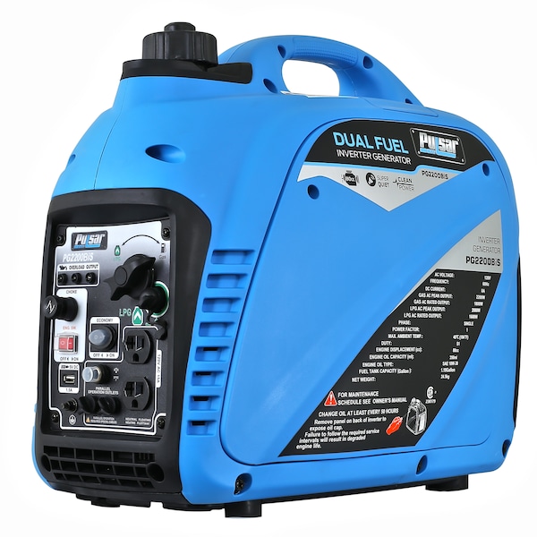 Pulsar Portable Generator, Gasoline/Liquid Propane, 1,800 W/1,600 W Rated, 2,200 W/2,000 W Surge, 120V AC PG2200Bis - main